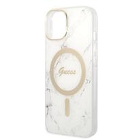 apple 15 ikroviklis - Guess iPhone 14 Plus Marble MagSafe dėklas + įkroviklis Baltas (White) - 2 nuotrauka
