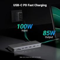 usb c hdmi - Ugreen HUB CM681 13in1 USB-C - 2x USB-A 3.2 / 2x USB-A 3.0 / 2x HDMI / DisplayPort / RJ45 / SD/TF / AUX / USB-C PD Juodas (Black) - 3 nuotrauka