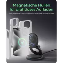 magnetinai pakrovejai - Raidsonic 3 in 1 foldable magnetic charging stand for mobile phone, earpods and smartwatch, Aluminium | Icy Box IB-SH101-CH - 2 nuotrauka