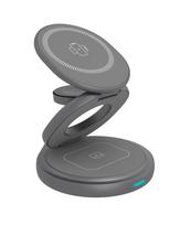 magnetinai pakrovejai - Raidsonic 3 in 1 foldable magnetic charging stand for mobile phone, earpods and smartwatch, Aluminium | Icy Box IB-SH101-CH - 8 nuotrauka