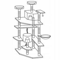 senukai.lt gultai - Kačių draskyklė Springos Multi-Level Cat House, 50 cm x 50 cm x 203 cm, balta sp./pilka sp. - 4 nuotrauka