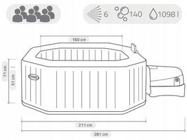 pripuciama vonia - Intex PureSpa™ Jet & Bubble Deluxe, 218x218x71 cm - 3 nuotrauka