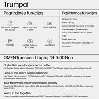 nvidia geforce - HP OMEN Transcend 14-fb0014no, Core Ultra 7 155H, 16 GB, 1 TB, 14", RTX 4060, Juodas (Black) - 5 nuotrauka
