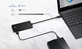 usb c laidas 4k - Asus Dual 4K USB-C Dock DC201 Vielinis USB 3.2 Gen 2 (3.1 Gen 2) Type-C Juodas (Black) - 2 nuotrauka