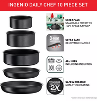 tefal dalys - Tefal Ingenio Daily Chef, 10 dalių - Puodų ir keptuvių rinkinys L7629142 - 3 nuotrauka