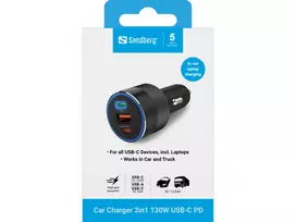 car charger pd - Sandberg 441-49 Car Charger 3in1 130W USB-C PD - 3 nuotrauka