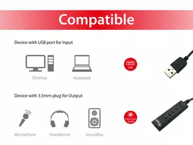3.5mm male - Equip USB-A į 3.5mm 4-pin Stereo Female garso kabelio adapteris Juodas (Black) - 3 nuotrauka