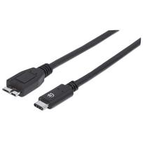 usb c usb b kabelis - Manhattan USB Type-C To Micro USB Type-B Black 1m - 2 nuotrauka