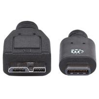 usb c usb b kabelis - Manhattan USB Type-C To Micro USB Type-B Black 1m - 4 nuotrauka