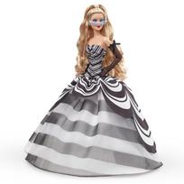 lele barbe pigu.lt - Mattel Kolekcinė Barbie 65-mečio lėlė su šviesiais plaukais ir juodai baltu chalatu, HRM58 - 3 nuotrauka