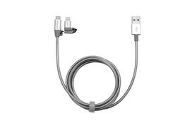 aliuminio kabeliai - Verbatim 48869 USB kabelis 1 m USB A Micro-USB B/Lightning Aliuminis, Pilka - 7 nuotrauka