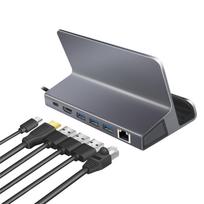 usb c hdmi - LogiLink USB 3.2 Gen1 docking station and holder, 6 port, USB-C PD, aluminum, sidabrinis - 3 nuotrauka