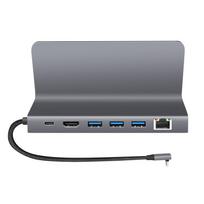 usb c hdmi - LogiLink USB 3.2 Gen1 docking station and holder, 6 port, USB-C PD, aluminum, sidabrinis - 4 nuotrauka