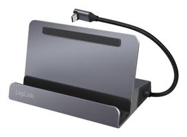 usb c hdmi - LogiLink USB 3.2 Gen1 docking station and holder, 6 port, USB-C PD, aluminum, sidabrinis - 6 nuotrauka