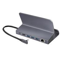 usb c hdmi - LogiLink USB 3.2 Gen1 docking station and holder, 6 port, USB-C PD, aluminum, sidabrinis - 7 nuotrauka