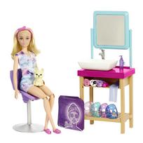 barbes namas su lele - Mattel Barbie Sparkle Mask Day Spa HCM82, 29 cm - 2 nuotrauka