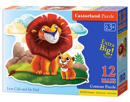 tualetinis popierius jumbo - Castorland Puzzle Lion Cub and His Dad 12pcs Maxi - 2 nuotrauka
