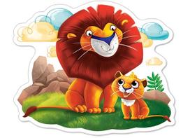 tualetinis popierius jumbo - Castorland Puzzle Lion Cub and His Dad 12pcs Maxi - 3 nuotrauka