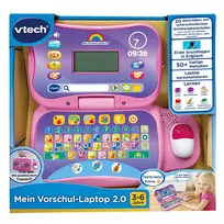 rozinis kompiuterio - VTech My Preschool Laptop 2.0, žaislinis nešiojamas kompiuteris, rožinė spalva - 2 nuotrauka