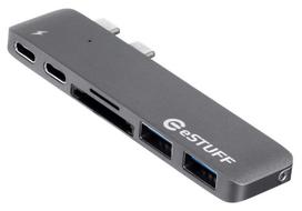 micro usb hub - HUB USB eStuff 1x SD 1x Micro SD 2x USB-C + 2x USB-A (ES84122- Pilkas) - 2 nuotrauka