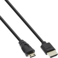 hdmi 1m laidas - InLine Superslim 4K UHD Cable HDMI To Mini HDMI Type C 1m Black - 4 nuotrauka