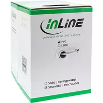 pvc tinklai - InLine Patchcord sieciowy SF/UTP, Cat.5e, AWG26, CCA, PVC, baltas, 100m (72099W) - 2 nuotrauka