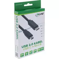 3m usb - Kabelis USB InLine USB C -> Mini USB (M/M) Juodas 3m (35753) - 2 nuotrauka