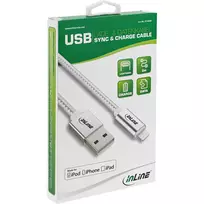 ipod laidai - Kabelis USB InLine InLine Lightning USB Kabelis do iPad iPhone iPod sidabrinė 2m - 2 nuotrauka