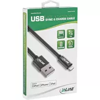 ipod laidai - Kabelis USB InLine InLine Lightning USB Kabelis do iPad iPhone iPod juoda 1m - 2 nuotrauka