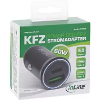 automobilio usb ikroviklis - Įkroviklis InLine ® USB automobilio įkroviklis maitinimo šaltinis, USB-A + USB Taip-C, juoda - 2 nuotrauka