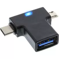otg adapter usb c - USB adapteris InLine microUSB - USB + USB- C Juodas (35804) - 3 nuotrauka