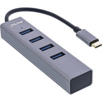 aliuminio kabeliai - HUB USB InLine® USB 3.2 Gen.1 C tipo šakotuvas (4x USB-A 5Gbps), OTG, metalinis korpusas - 4 nuotrauka