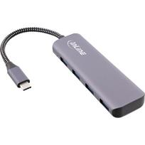 type c i usb a - HUB USB InLine® USB 3.2 šakotuvas, USB Type-C iki 4x USB A 10Gb/s, aliuminis, pilkas - 4 nuotrauka