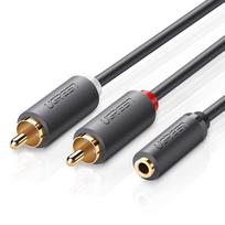 3.5 mm jack - Ugreen AV102 2x RCA cable jack 3.5 mm 0,25m Black - 2 nuotrauka
