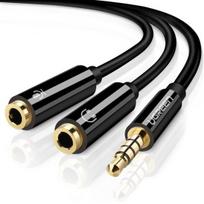 3.5mm male to 3.5mm female - Ugreen AV141 3.5mm (male) to Dual 3.5mm (female) Headset Splitter Black - 2 nuotrauka