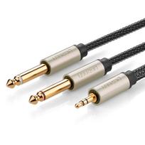 3.5mm to 2x 3.5mm - Ugreen AV126 Cable 3.5mm TRS to 2x 6.35mm TS 1m Grey - 2 nuotrauka