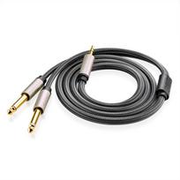 3.5mm to 2x 3.5mm - Ugreen AV126 Cable 3.5mm TRS to 2x 6.35mm TS 1m Grey - 3 nuotrauka