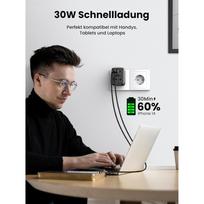 30w usb c gan - Travel adapter EU to UK plug UGREEN CD314 2xUSB-A, 1xUSB-C - 4 nuotrauka