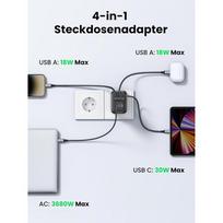 30w usb c gan - Travel adapter EU to UK plug UGREEN CD314 2xUSB-A, 1xUSB-C - 6 nuotrauka