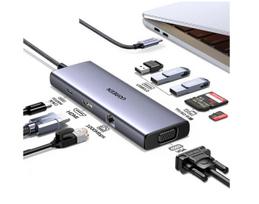 revodok - Ugreen CM498 USB-C Adapteris - 3x USB-A 3.0 / HDMI / VGA / RJ45 / SD / TF kortelių skaitytuvas / USB-C PD Pilkas (Gray) - 2 nuotrauka