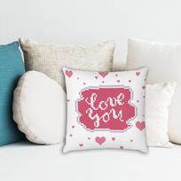 balta mozaika - Deimantinė mozaika Diamond Dotz Love You Mini Pillow DDP2.039, balta/rožinė - 4 nuotrauka