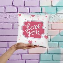 balta mozaika - Deimantinė mozaika Diamond Dotz Love You Mini Pillow DDP2.039, balta/rožinė - 5 nuotrauka