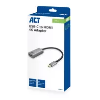 usb c laidas 4k - ACT USB-C to HDMI female adapter, 4K @ 60Hz, kabelio ilgis 0.15m, aliuminio housing ADAPTER USB-C-HDMI 0.15M 4K (AC7010) - 2 nuotrauka