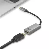 usb c laidas 4k - ACT USB-C to HDMI female adapter, 4K @ 60Hz, kabelio ilgis 0.15m, aliuminio housing ADAPTER USB-C-HDMI 0.15M 4K (AC7010) - 4 nuotrauka