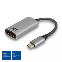 usb c laidas 4k - ACT USB-C to DisplayPort female adapter, 4K @ 60Hz, kabelio ilgis 0.15m, aliuminio housing USB-C - DP 4K @60HZ CONVERTER (AC7030) - 5 nuotrauka