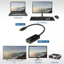 type c i usb a - ACT AC7310 Videokabel-Adapteris 0,15 m USB Typ-C HDMI Typ A (Standard) Juodas (AC7310) - 2 nuotrauka