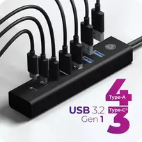 ice - ICY BOX IB-HUB1737-C3 USB šakotuvas, 7 prievadai, USB 3.2 Gen 1, Juodas (Black) - 1 nuotrauka
