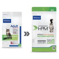 maistas sterilizuotom katem - Sausas kačių maistas Virbac HPM Cat Adult Neutered & Entire with Salmon, 3 kg - 3 nuotrauka