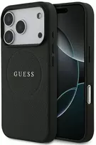 apple iphone 17 - Guess Grained Gold Ring MagSafe dėklas, skirtas iPhone 18 Pro / 17 Pro, Juodas (Black) - 1 nuotrauka