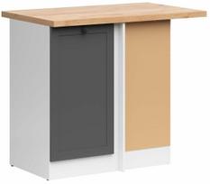 Kampinė virtuvės spintelė Junona Line, balta/grafito/gold craft oak spalvos
